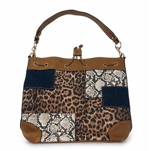 Cato Vintage Y2K Patchwork Leopard Snake Print Boho Shoulder Bag Purse